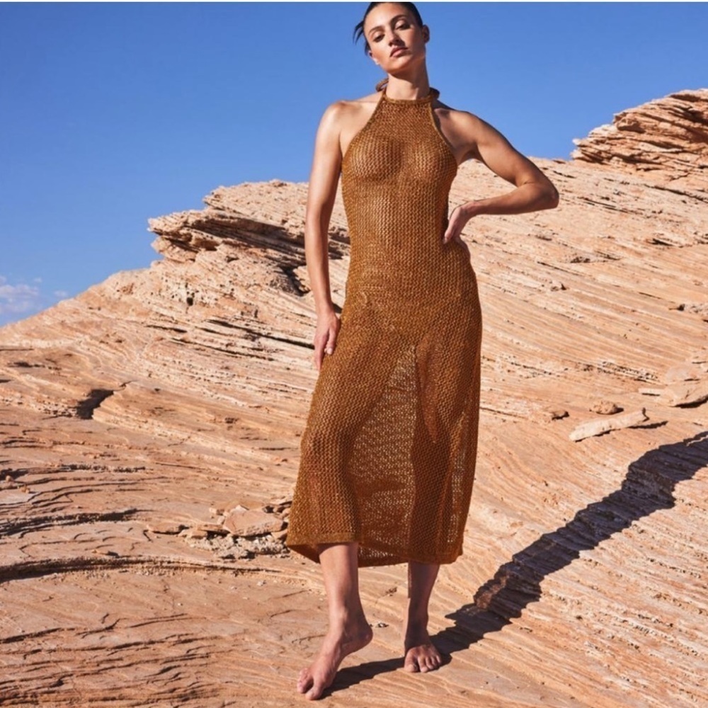 Cult Gaia Aili Knit Crochet Cover Up Cider